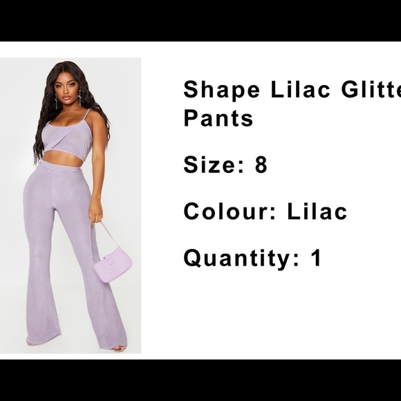 Pretty Little Thing Shape Lilac Wide Leg Pant Set - Picture 2 of 2